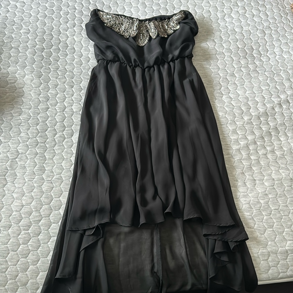 High-Low strapless dress